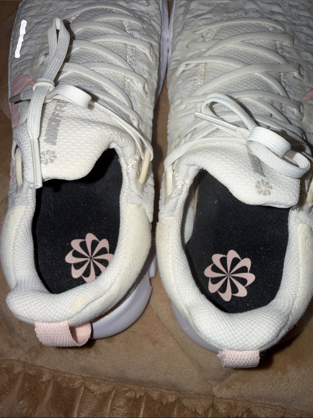 Nike Free RN 5.0 Women's White Knit Sneakers with Subtle Pink Accents - Picture 11 of 12